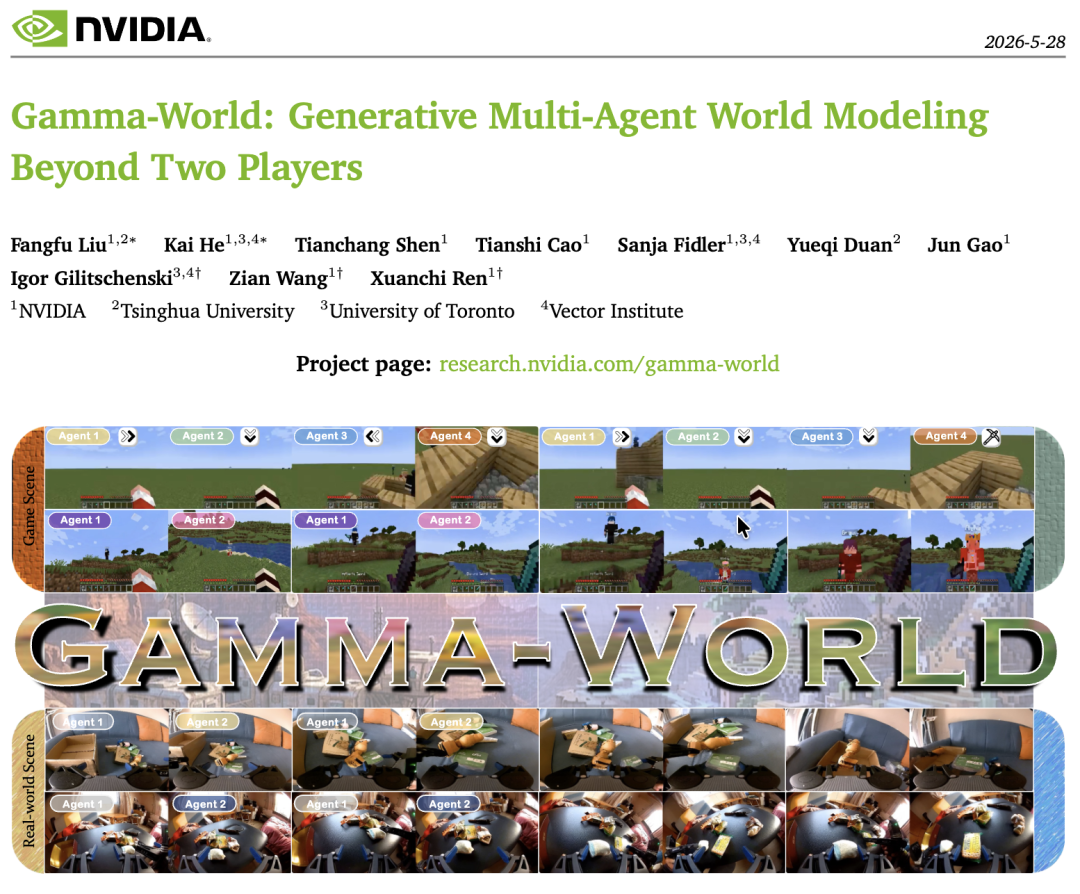 英伟达清华团队提出Gamma-World：世界模型从“一个人玩”到“多人共处”