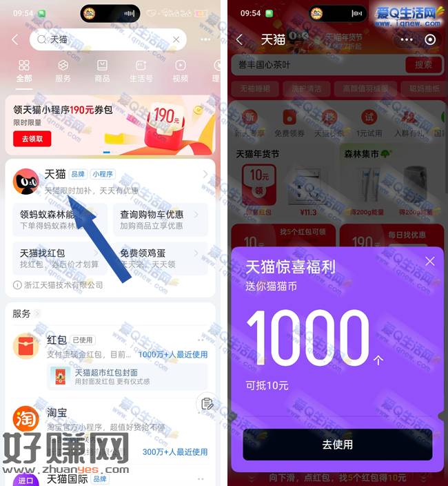 免费领天猫惊喜福利 亲测1000个猫猫币秒到