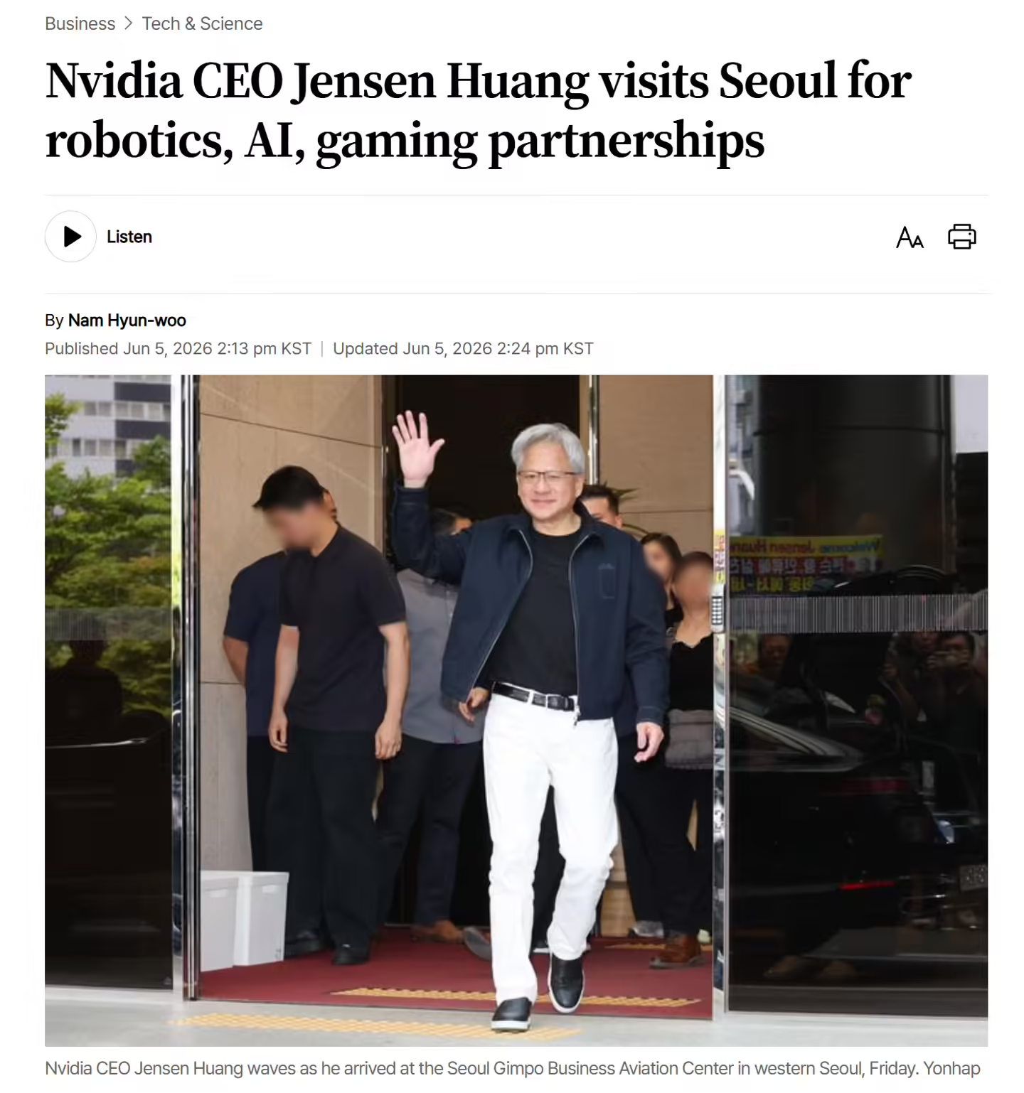 消息称三星李在镕、SK集团崔泰源等韩国AI企业掌门将在美集体与英伟达黄仁勋会面
