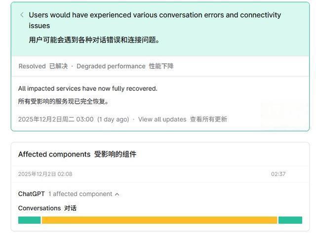 AI聊天机器人ChatGPT今天突发故障，OpenAI已紧急修复