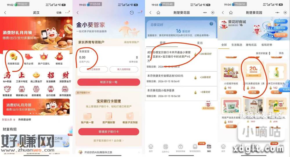 招商武汉，楚荆葵花园有一个240葵花籽的任务，直接添加孩子专