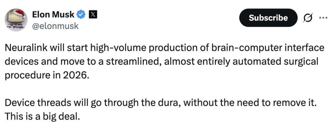 马斯克宣布：量产脑机接口，手术全自动化