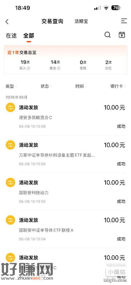 上周我发的天天基金体验金100元已经到了，你们可以去看一下，