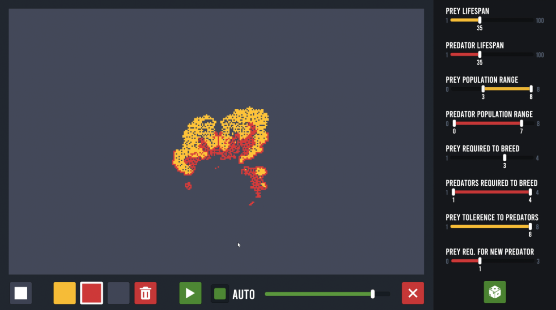 网友DeJMan制作的捕食者-猎物模拟器