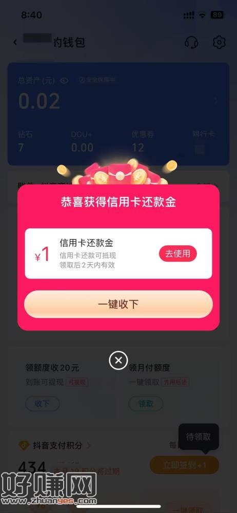 抖音   还款  1元