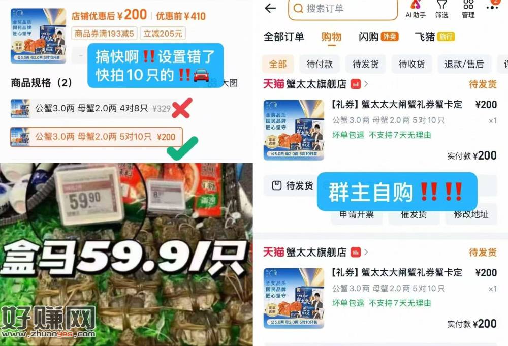 蟹太太的大闸蟹20一只，速 ，注意别拍错选项，拍10只