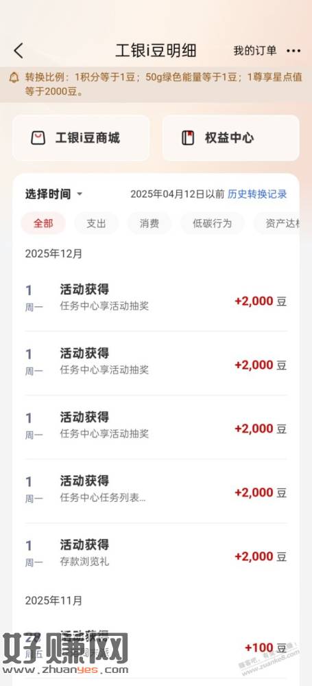 工行2000豆*5共1万