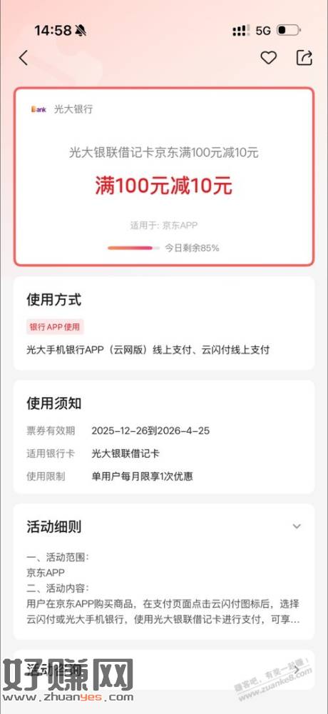 光大借记卡京东满100-10