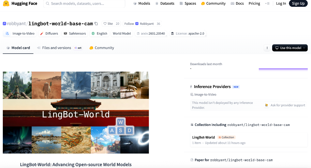 ▲LingBot-World开源页面(来源:Hugging Face)