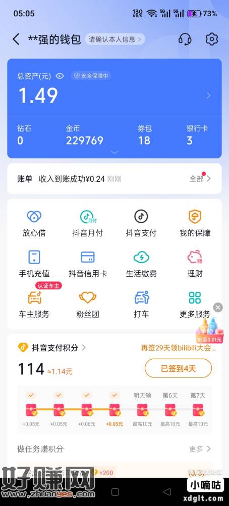 抖音更多功能，有一个我的转化记录，写评论一条有两三毛，一天可