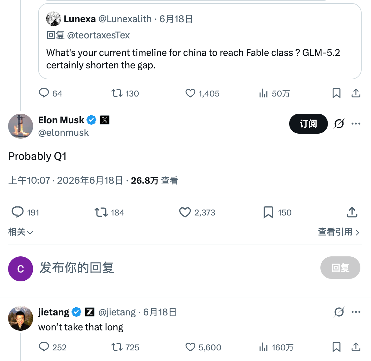 马斯克的预估